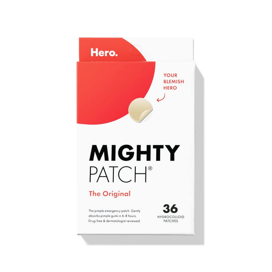 Mighty Patch™ Original patch from Hero Cosmetics - Hydrocolloid Acne Pimple Patch for Covering Zits and Blemishes in Face and Skin, Vegan-friendly and Not Tested on Animals (36 Count) - EcoGlow     EcoGlow (Store description) #